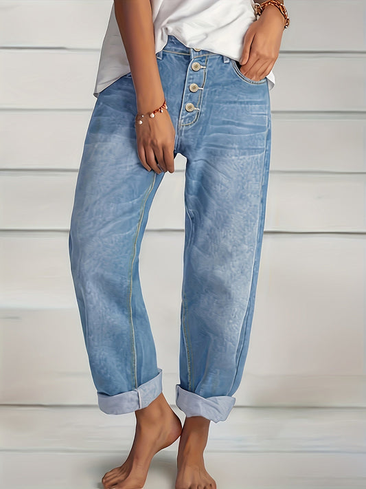 Women's Loose Straight Leg Baggy Pants with Slash Pockets