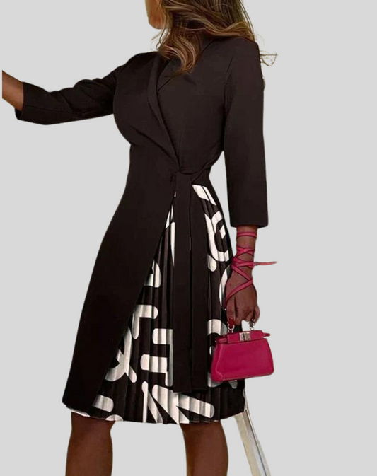 Women's Multicolored Blazer Dress with Side Belt