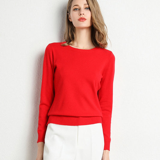 Casual Wool Sweater with Crew Neck and Warm Long Sleeves for Women | Perfect for Casual Days