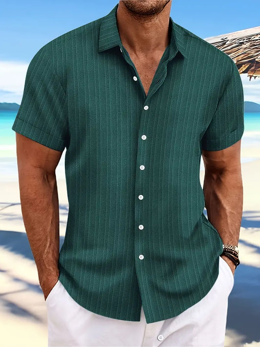 Men's Casual Soft Cotton Shirt with Loose Striped Design