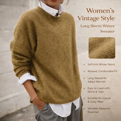 Women’s Sweater Vintage Style Long Sleeve Winter Top