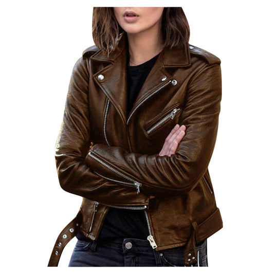 Women's Lapel Collar Zip Jacket