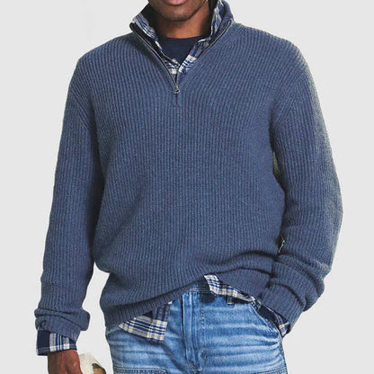 Toby - Men's Vintage Solid-Colour Cashmere Quarter Zip Jumper